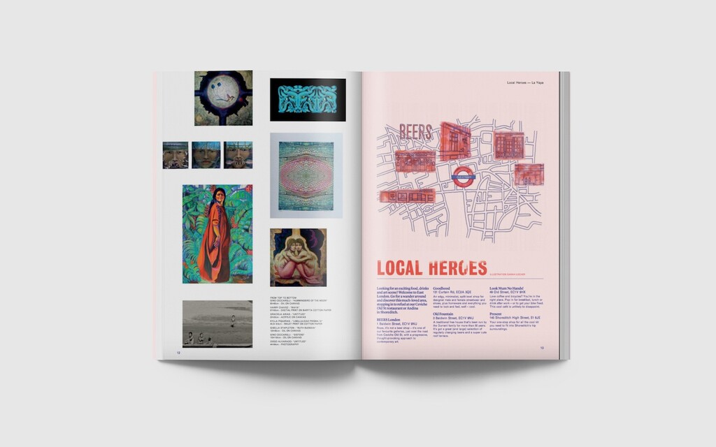 Watercolor map, encouraging readers to explore the Old Street neighborhood