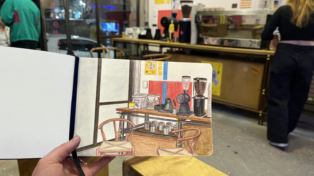 Sketch of the counter of behold theman.