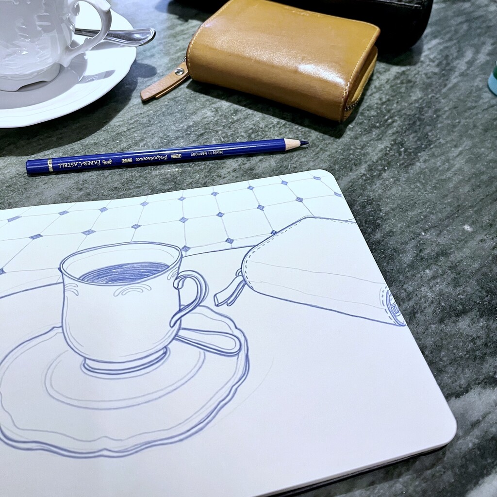 Sketch of a cappucino at Philos coffee shop.